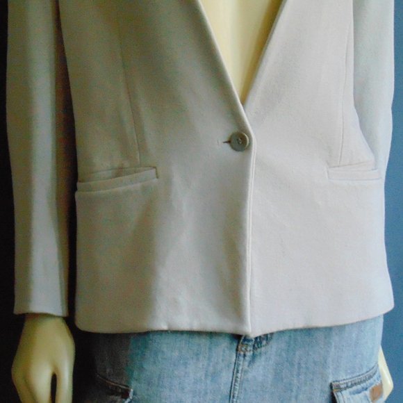 Helmut Lang Beige Collarless Jacket Blazer M - Picture 2 of 5